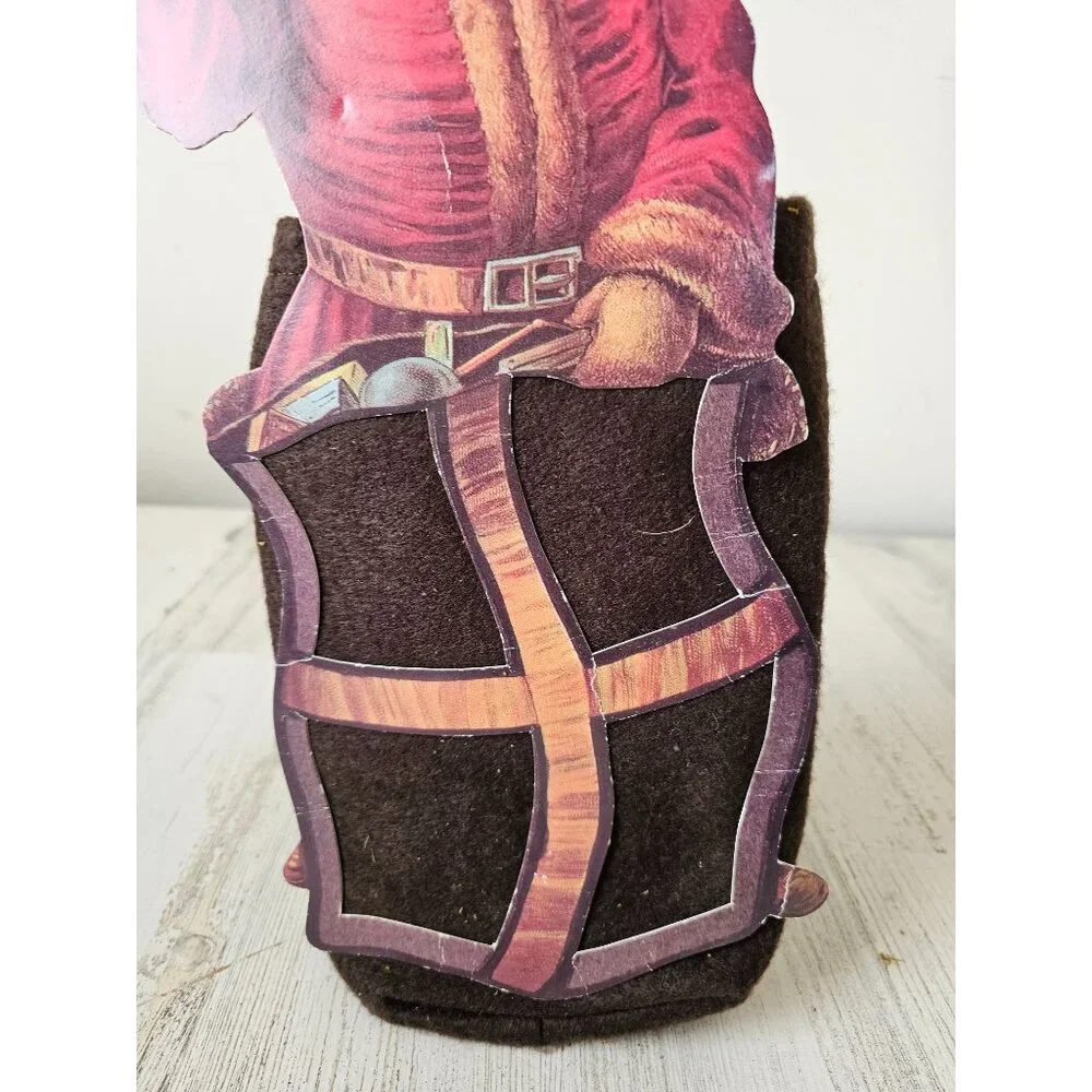 Vintage Santa cut out bag cardboard decor bottle holder Xmas‎ tree